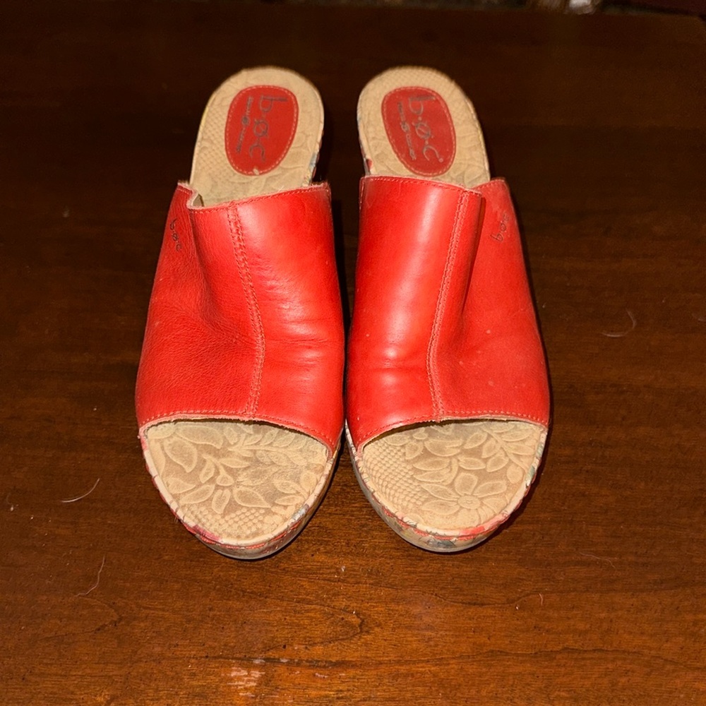 Born BOC red wedge 4inch cork heal with flower design.